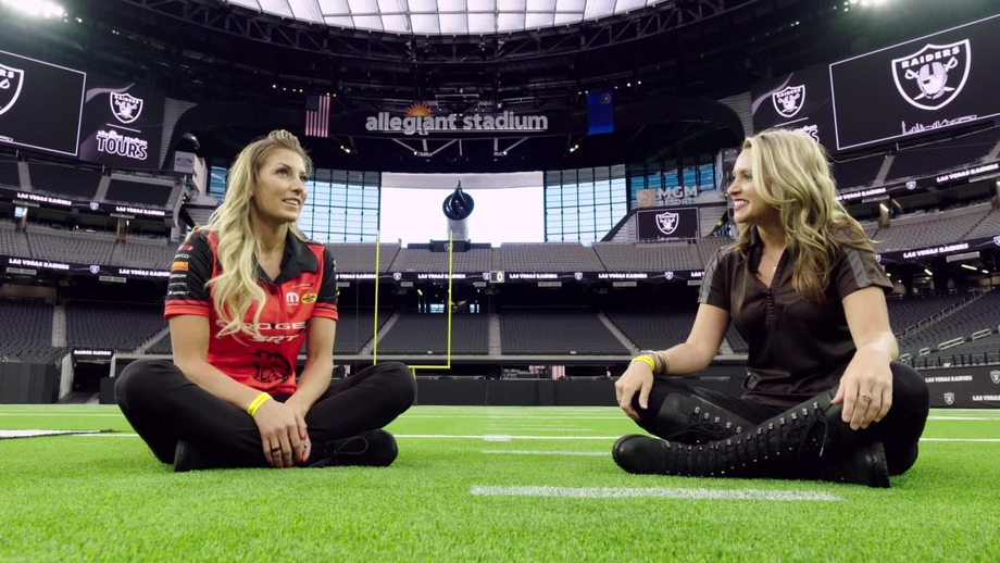 Leah Pruett visits Allegiant Stadium while in Las Vegas for the Denso Spark Plugs Four-Wide Nationals