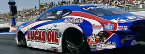 Kyle Koretsky on the NHRA on FOX stage at the 2021 PRI Show
