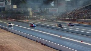 Paul Lee is the low qualifier in Funny Car on Friday of the NHRA 4-Wide Nationals