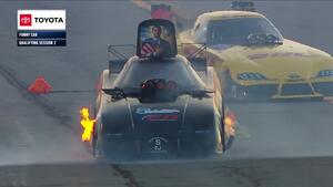 Paul Lee fire at the 2025 NHRA 4-Wide Carolina Nationals