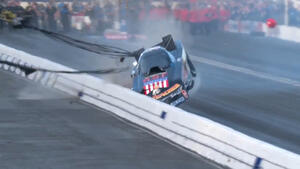 Alex Miladinovich crashes in Funny Car qualifying at 2022 Winternationals