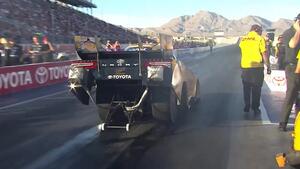 J.R. Todd celebrates his 2018 Funny Car championship in his hometown of Lawrenceburg, Indiana