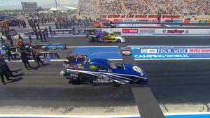 Cruz Pedregon is the No. 1 qualifier in Funny Car on Friday of the 2023 NHRA Four-Wide Nationals